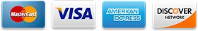 Mastercard, Visa, American Express and Discover accepted